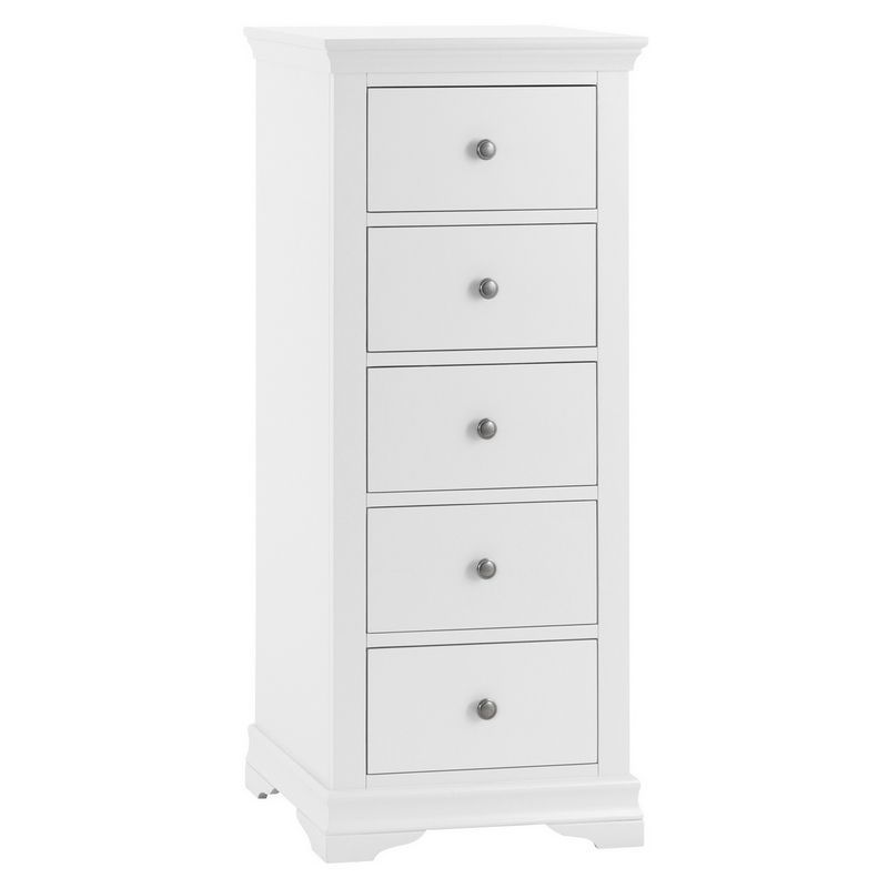 Swafield White & Pine Narrow Chest Of 5 Drawers